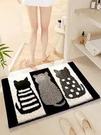 在飛比找松果購物優惠-日式風化纖家用腳墊適合衛浴空間貓咪造型卡通地毯吸水防滑 (8