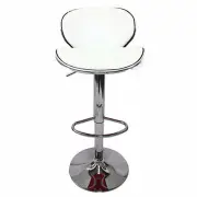 2X WhiteBar Stools Faux Leather Mid High Back Adjustable Crome Base Gas Lift Swivel Chairs