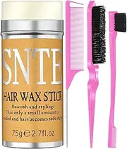 Hair Grooming Kit: Wax Stick for Flyaways, Slick Back Brush, Rat Tail Comb, Bristle Brush Set - Tames Frizz & Controls Baby Hair