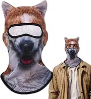 [Generic] Animal Print Face Cover - Skin-Friendly Animal Sunproof Face Cover - Winter Headgear Face Hood Full Cover with Ears for Outdoor Activities