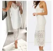 Shona Joy Lace High Neck Midi Dress Brand New With Tags RRP280