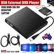 USB External CD RW DVD ROM Writer Burner Player Drive PC Laptop Mac Win7/8/10