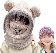[CATCOQ] Kids Winter Hat Scarf - Windproof Hood Hat - Children Winter Caps for 2-8 Years Old Boys and Girls for Skiing, Running, Camping, Biking, with Detachable Face Cover