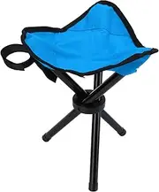Folding Tripod Stool, Portable Tripod Chair Camping Stool Lightweight Camping Tripod Seat Steel Tubing 3 Legs Slacker Chair for Hiking Walking Fishing Travel Picnic Travel (Blue)