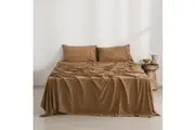 Dreamaker Superfine Washed Microfibre Sheet Set Rust (Single, King Single, Double, Queen, King, Super King)
