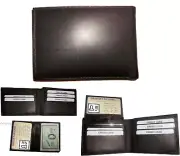 Lot of 4 Men's wallet Leather Brown billfold Wallet 9 Credit Card 2 ID windows