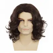 Men'S Short Curly Brown Wig Halloween Cosplay Wig Anime Costume Wig As Shown
