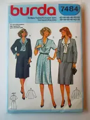 NEW Vintage BURDA Sewing Pattern Dress Short Sleeve Cardigan Jacket Knee 80 7484