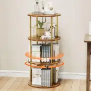 Rotating Bookshelf, 3 Tier Round Revolving Bookcase with Special Visible