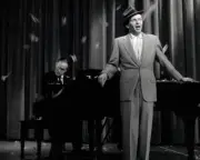 American musician and actor Frank Sinatra accompanied by Bob Hope- Old Photo