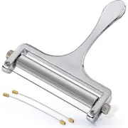 Heavy Duty Stainless Steel Cheese Slicers Premium Adjustable Thickness Cheese Slicer 2 Extra Wires silver