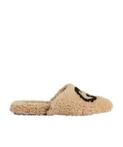 Interlocking G shearling flat slippers 38.5,38,35.5 Brown