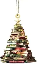 Christmas Tree Shape Bookshelf Pendant, Books Stacked Ornament, Acrylic Bookshelf Book Decor O Tree Christmas Decor,Stack