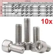 10x M1.6 M2 M3 M4 M5 M6 M8 Socket Head Screws 10mm 20mm 30mm 40mm Allen Hex Bolt