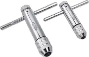 Yakamoz 2 Pcs T Handle Ratchet Tap Wrench, M3-M8/M5-M12 Adjustable Ratcheting Wrench Holder Straight Tapping Wrench for Tap & Die Set, for Loosen Tighten Tap