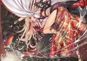 Anime artwork girls blonde long hair touhou legs fantasy Playmat Game Mat Desk