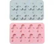 2 Pcs 8-Cavity Gingerbread Man Ice Cube Tray Silicone Mold for DIY Chocolate Candy Gummy Jello Jelly Bakeware Baking Muffin Cupcake
