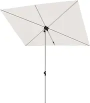 Grand patio OUTDOOR JENA 6x4 FT Patio Umbrella, Polyester Steel Rectangular Flat Canopy Versatile Balcony Shade with 360 Degree Roating Knob for Deck Apartment Patio, White