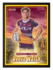 Framed 2024 Brisbane Broncos NRL Las Vegas Poster - Reece Walsh - 62cm x 44cm