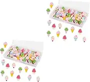 TEHAUX 2sets Ice Cream Shaped Thumbtack Thumb Tacks for Wall Thumbtacks Cone Clear Thumb Tacks Map Tacks Ice Cream Tacks Cute Pushpins for Push Pin Tacks Ice Cream Push Pins 15pcs*2