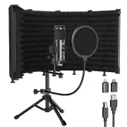 Studio Recording Microphone Isolation Shield with Pop Filter and Metal Tripod St
