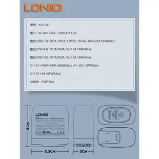 LDNIO氮化鎵65W超級快充充電器USB多口快速充電頭英標旅行充PD充
