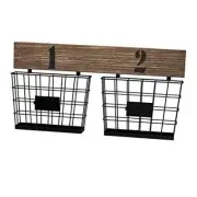 Hanging Double Wire Basket Organizer- Wall Mount Storage, Rustic Style Multi