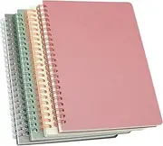 Yansanido Spiral Notebook, 4 Pcs 4 Color A5 Thick Plastic Hardcover 7mm College Ruled Paper 80 Sheets (160 Pages) Journal for School and Office Supplies (4 Pcs A5)