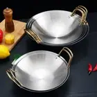 Stainless Steel Saucepan with Two Golden Handles Wok Cookware Soup Pan Ramen