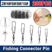200X Pin Snap Fishing Rolling Barrel Swivel With Interlock Snap Tackle Connector