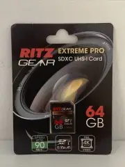 RITZ Extreme Performance High Speed UHS-I SDXC 64GB SD Card 90/60 MB/S U3 A1