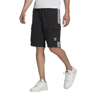 【adidas 愛迪達】短褲 3-Stripes Cargo Shorts 男款 黑 工裝風 經典 三線 重磅 褲子 愛迪達(HB9542)