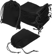 uxcell 20 Pcs Velvet Drawstring Bag, 4 x 4.7 Inch Jewelry Velvet Pouches Gift Bags for Wedding Party Favor Candy Jewelry Packaging Organizing Storage, Black
