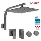 Gun Metal Square Gooseneck Shower Arm 12'' Rain Shower Head Set Or Mixer Taps