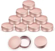 12Pcs Rose Gold Aluminum Tin Jars,Rose Gold Metal Round Tins Aluminum Tin Can Salve Tin Container with Screw Lid,Rose Gold Aluminum Tin Jar Refillable Container Aluminum Screw Lid Round Tin Container