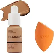 ABRUS® - Foundation, Full Coverage Foundation, Soft Matte, Foundation Makeup Flawless Cream Smooth Long Lasting 24HR Waterproof and Blendable 30ml (107 Honey & Makeup Sponge)