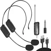 WAZIJ 2.4G Head-Mounted Wireless Lavalier Microphone Set Transmitter with Receiver for Amplifier Voice Speaker Teaching Tour