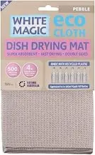 White Magic Dish Drying Mat, Pebble - Absorbent & Hygienic, Protects Countertops, Quick-Drying Anti-Microbial, Foldable & Easy to Clean, Versatile for Kitchen Essentials, 45x40cm