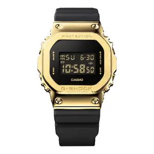 CASIO卡西歐 G-SHOCK 黑金時尚 高調奢華 金屬錶殼 經典方型 GM-5600G-9/43.2mm