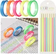 6PCS Highlighter Tape, 0.23inch X 16ft 5 Colored Transparent Marking Sticker 1 Sticky Long Tab, Removable Fluorescent Neon Transparent Tape for Teacher Student Reading Taking Note at Class Home Office
