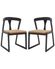 Safavieh Couture Set of 2 Jamal Black Woven Dining Chairs