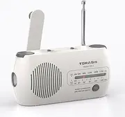TOMASHI Emergency Radio, Hand Crank Powered AM/FM/NOAA Weather Radio with Flashlight, SOS Alarm, USB Power Bank, Rechargeable & Battery Operated for Outdoor & Emergency Use