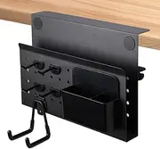 osseph Desk Side Storage,Under Desk Laptop Holder with Headphone Hook,No Drill Laptop Holder for Desk,Hanging Desk Organizer Fits Flat Edge Desk 0.3" to 2.8"