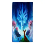 Animal Fantasy Art Wisdom Lake Fox Microfiber Beach Towel