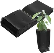 100 PCS Plant Nursery Bags, Plastic Seedling Pots Container for Fruit Tree Flower Plant Grow, Plant Nursery Bags for Gardening Transplant
