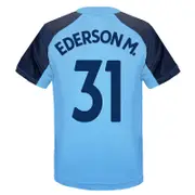 Manchester City FC Manchester City Boys T-Shirt Poly Training Kit Kids OFFICIAL Football Gift Sky Blue Crest Ederson M. 4-5 Years