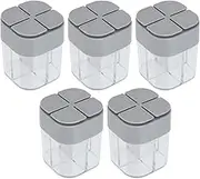 Grcfumo 5 Pcs 4 in 1 Seasoning Container, Light Press Seasoning Storage Box, Shaker Seasoning Storage Box, Seasoning Can with Lid for Home Restaurant Kitchen
