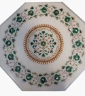 18" Marble side corner Top semi precious stones Inlay Table Handicraft Work