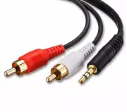 AUX 3.5mm Auxiliary Male to 2 RCA Male Cable Stereo Audio Adapter Converter 5FT