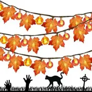 Pumpkin Maple Leaf String Lights 4.5M LED Pumpkin Lantern Decor for Halloween Thanksgiving Fall Decoration